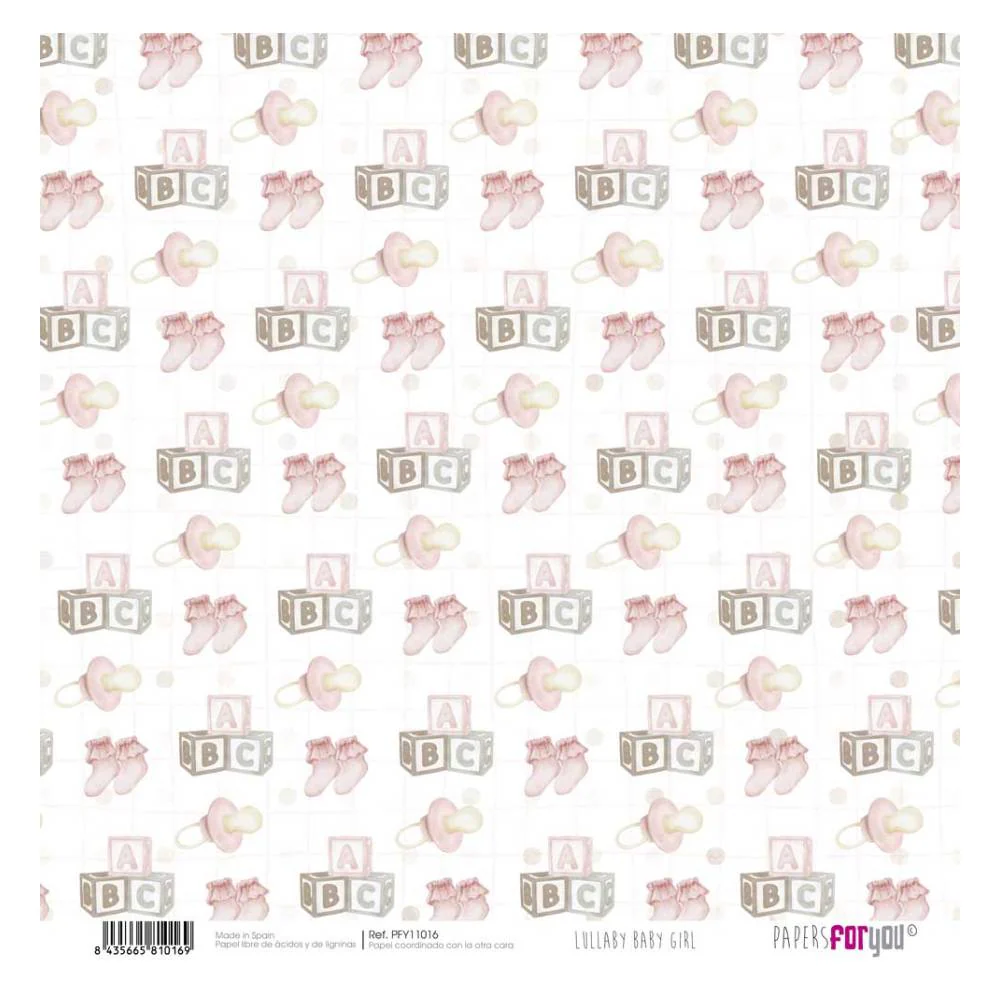 Set 12 Papeles Scrap 30x30cm Lullaby Baby Girl Papers For You - Image 14