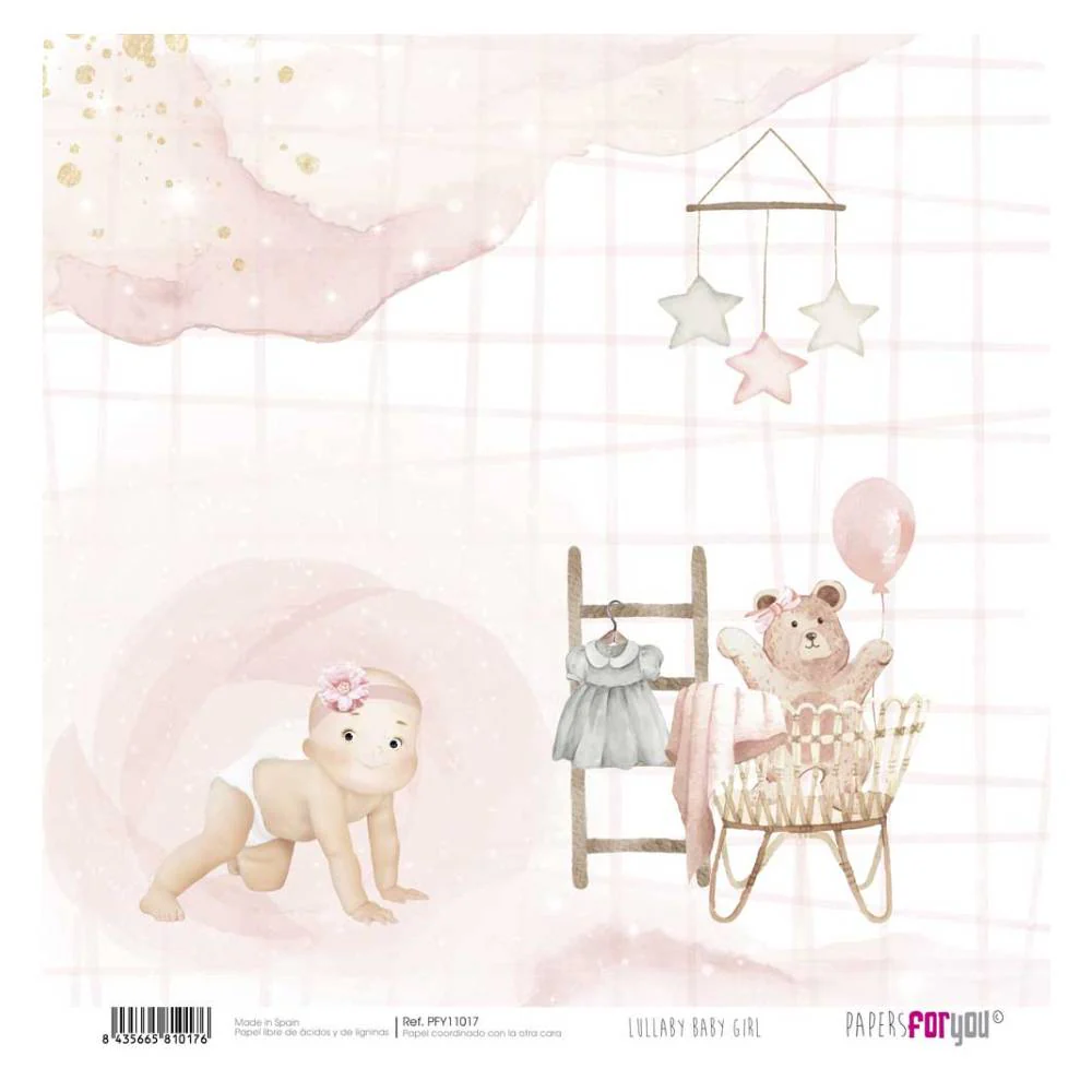 Set 12 Papeles Scrap 30x30cm Lullaby Baby Girl Papers For You - Image 15