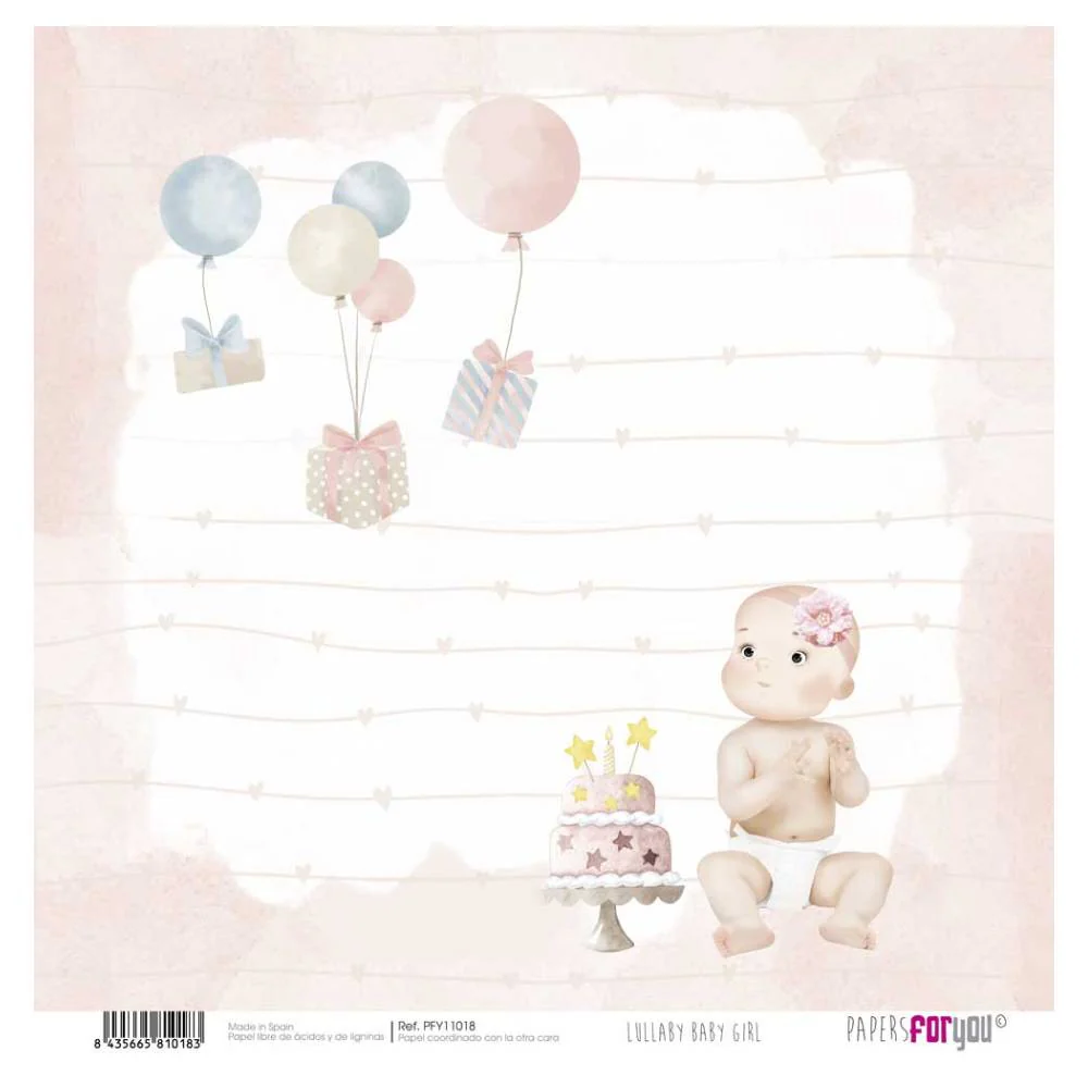 Set 12 Papeles Scrap 30x30cm Lullaby Baby Girl Papers For You - Image 17