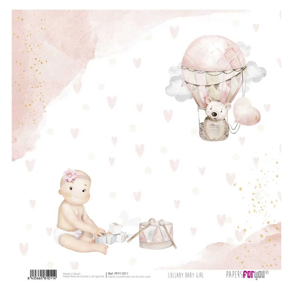 Set 12 Papeles Scrap 30x30cm Lullaby Baby Girl Papers For You - Image 2