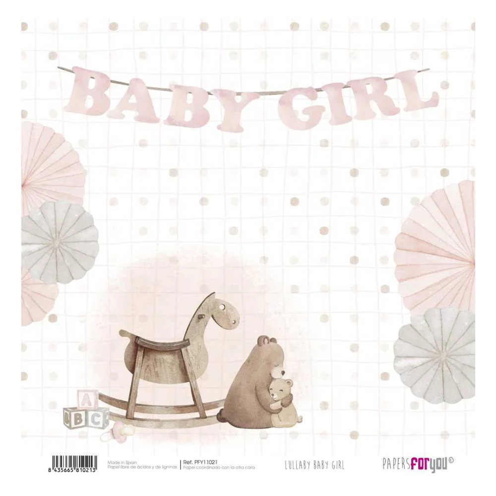 Set 12 Papeles Scrap 30x30cm Lullaby Baby Girl Papers For You - Image 21