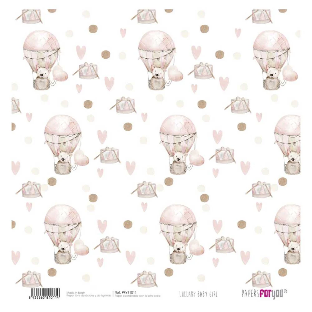 Set 12 Papeles Scrap 30x30cm Lullaby Baby Girl Papers For You - Image 3