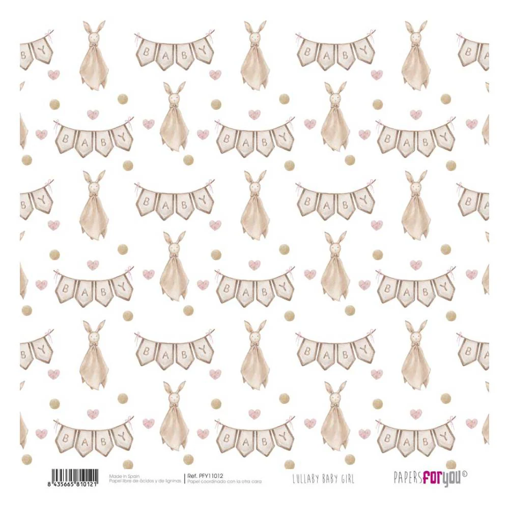 Set 12 Papeles Scrap 30x30cm Lullaby Baby Girl Papers For You - Image 5
