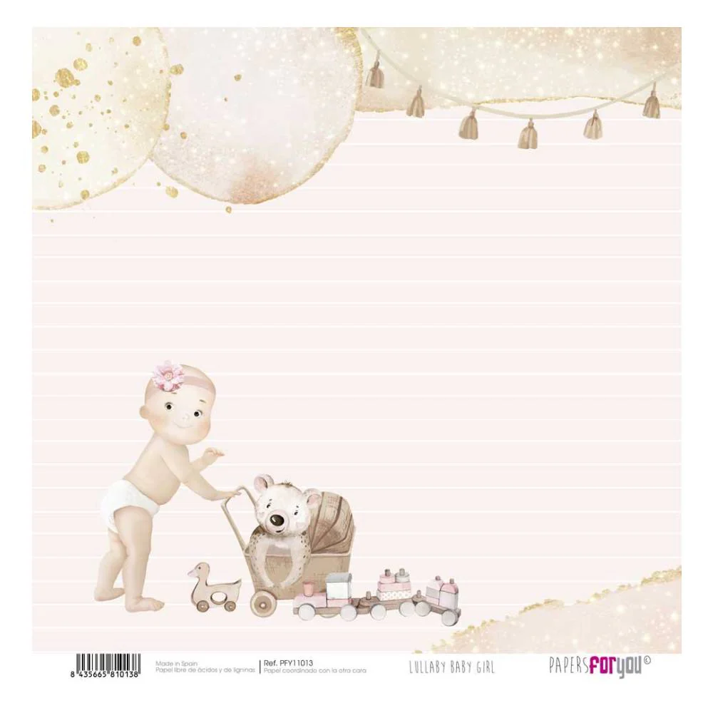 Set 12 Papeles Scrap 30x30cm Lullaby Baby Girl Papers For You - Image 6