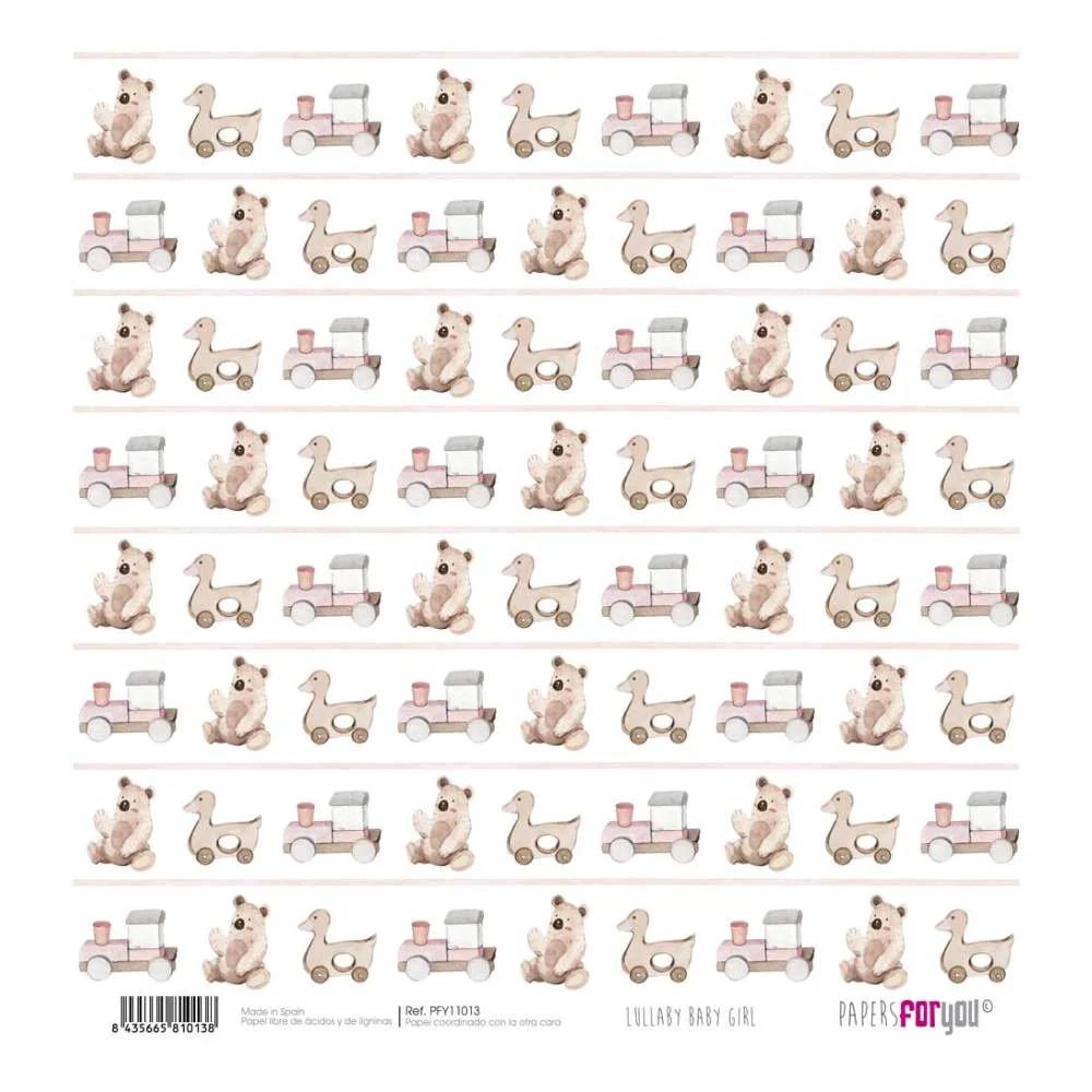 Set 12 Papeles Scrap 30x30cm Lullaby Baby Girl Papers For You - Image 7