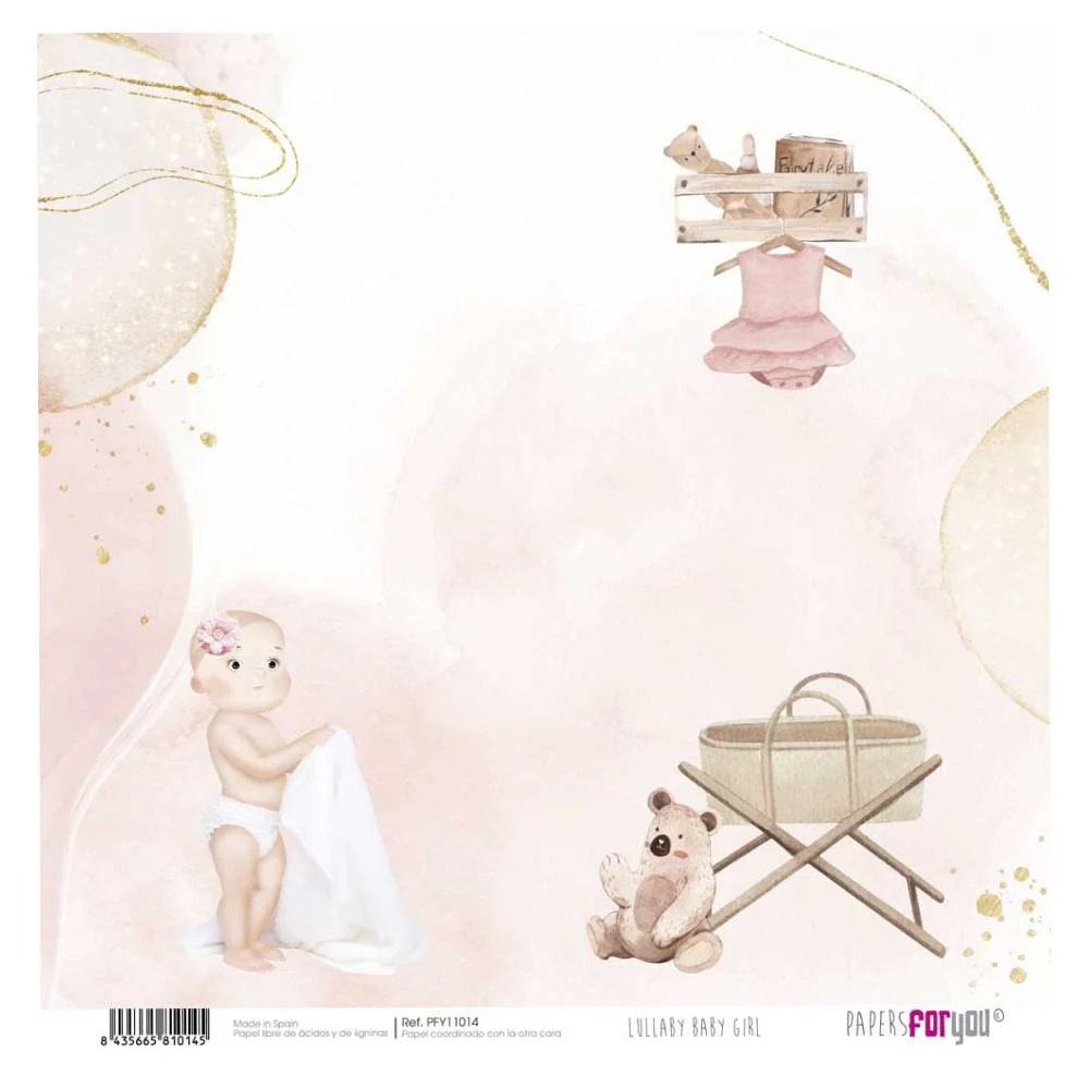 Set 12 Papeles Scrap 30x30cm Lullaby Baby Girl Papers For You - Image 8
