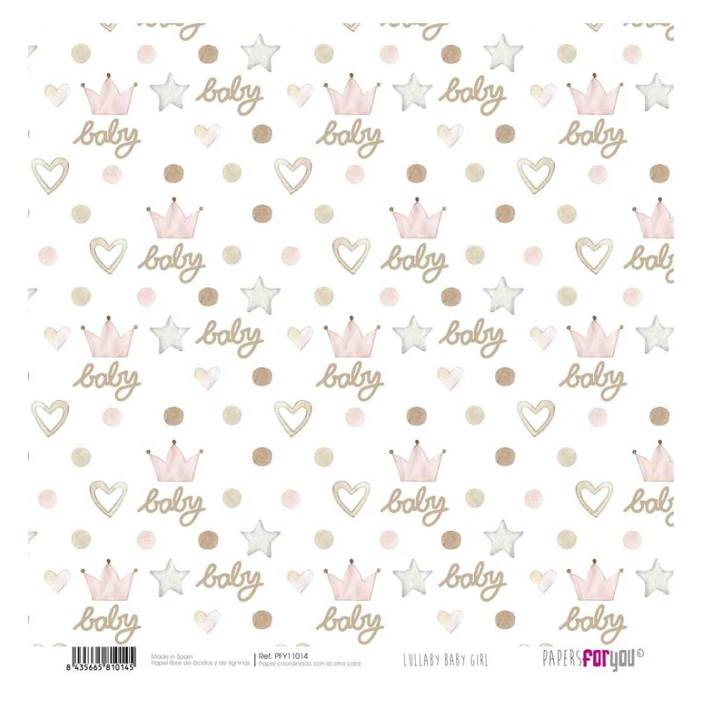 Set 12 Papeles Scrap 30x30cm Lullaby Baby Girl Papers For You - Image 9
