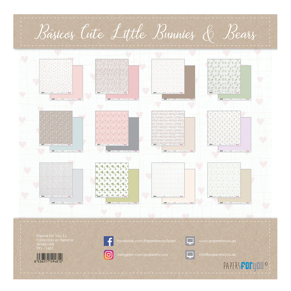 Set 12 Papeles Scrap Cute Little Bunnies 30x30 Papers For You - Image 2