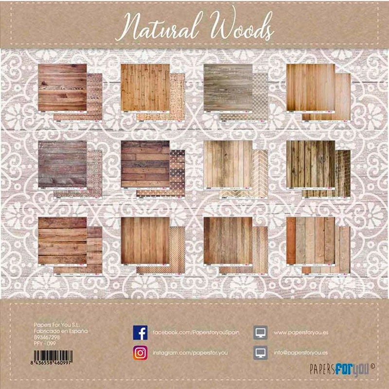 Set 12 Papeles Scrap Natural Woods 30x30 Papers For You - Image 2