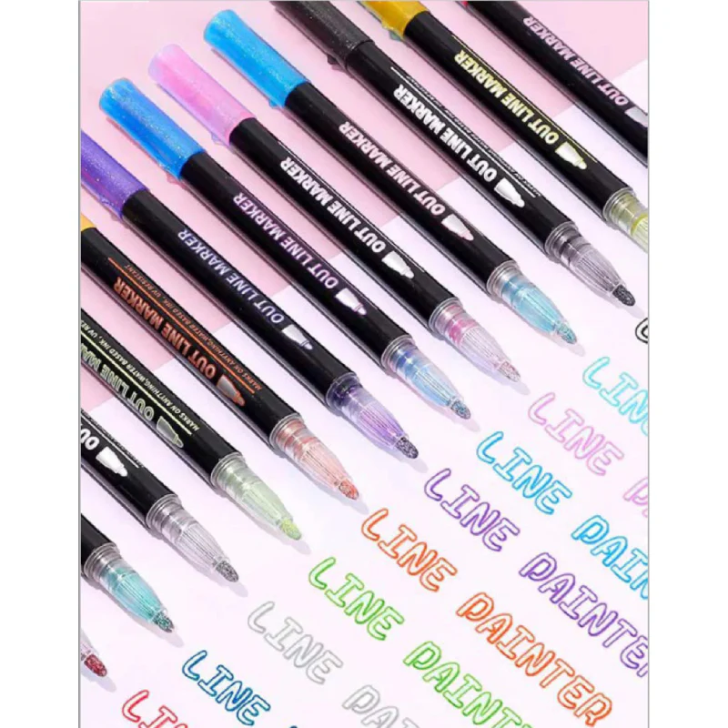 Set 12 Rotuladores Glitter Outliner Bicolor Pastel Alex Bog - Image 2