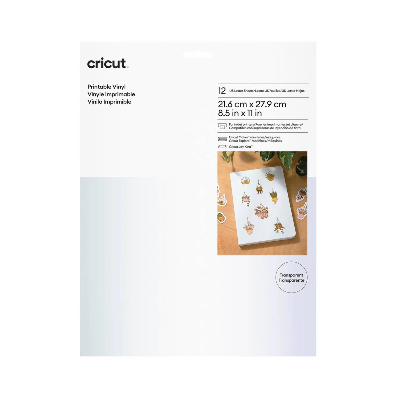 Set 12 Vinilos Transparente 21x29,7 Cricut Joy Xtra/Maker/Explore