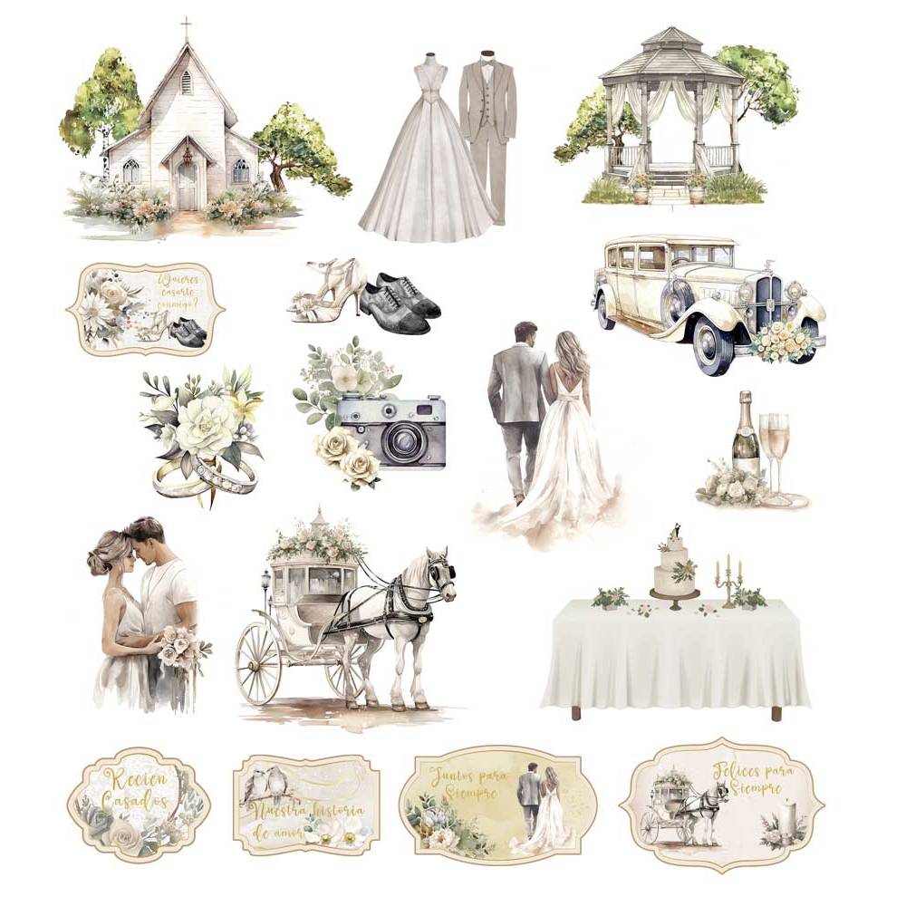 Set 17 Die Cuts Wedding Day Papers For You - Image 2