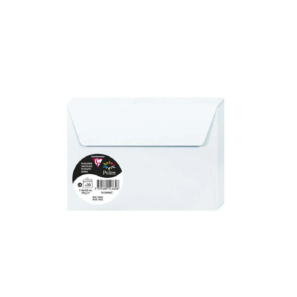 Set 20 Sobres 11x16 Azul Pollen Clairefontaine