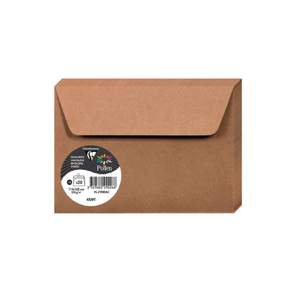 Set 20 Sobres 11x16 Kraft Pollen Clairefontaine