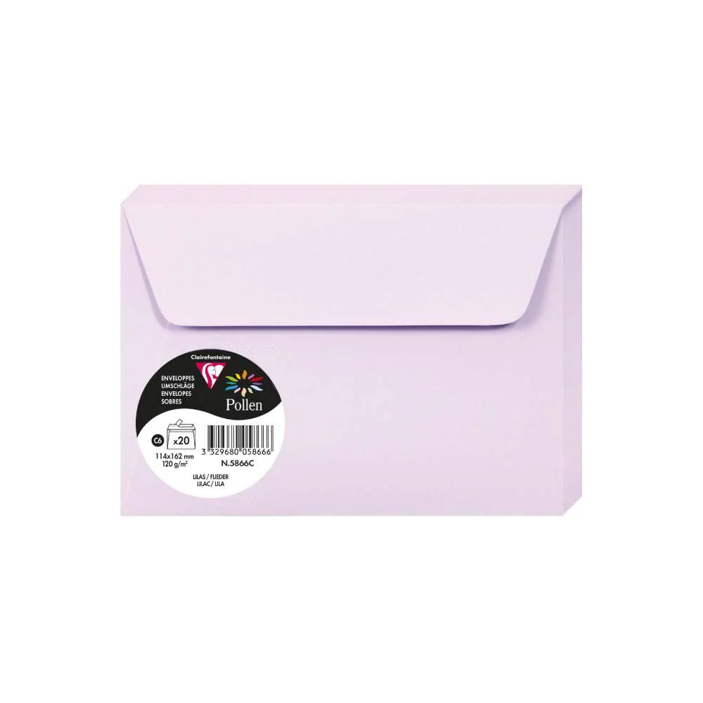 Set 20 Sobres 11x16 Lila Pollen Clairefontaine