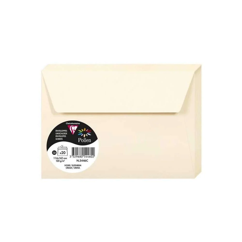 Set 20 Sobres 11x16 Marfil Pollen Clairefontaine