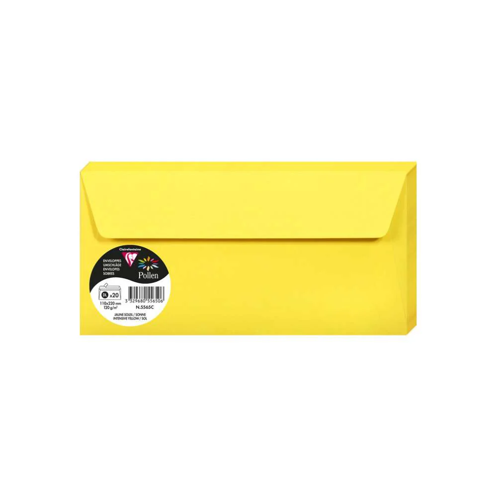 Set 20 Sobres 11x22 Amarillo Sol Pollen Clairefontaine