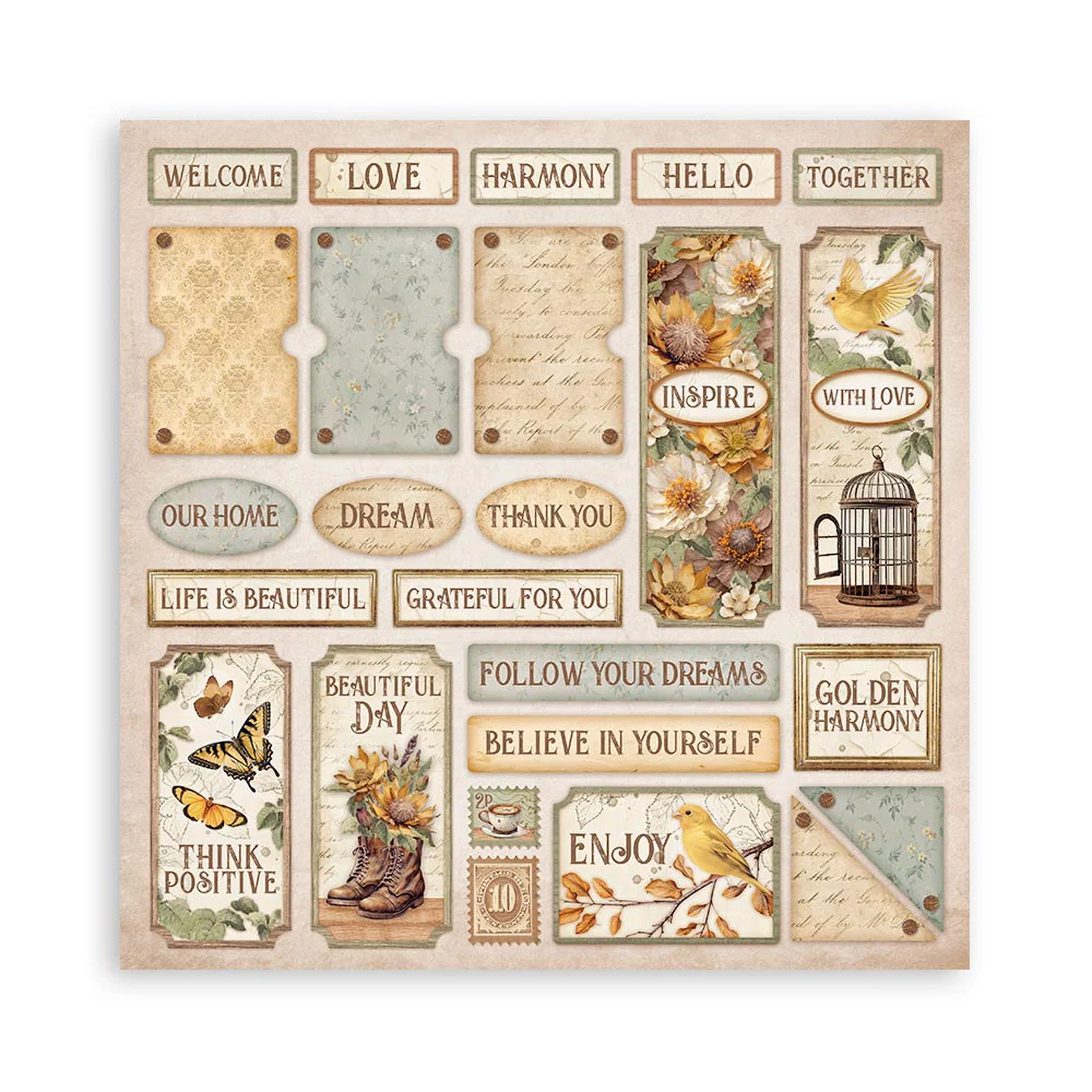 Set 22 Papeles Scrap Golden Harmony 30,5x30,5 Una Cara Stamperia - Image 21