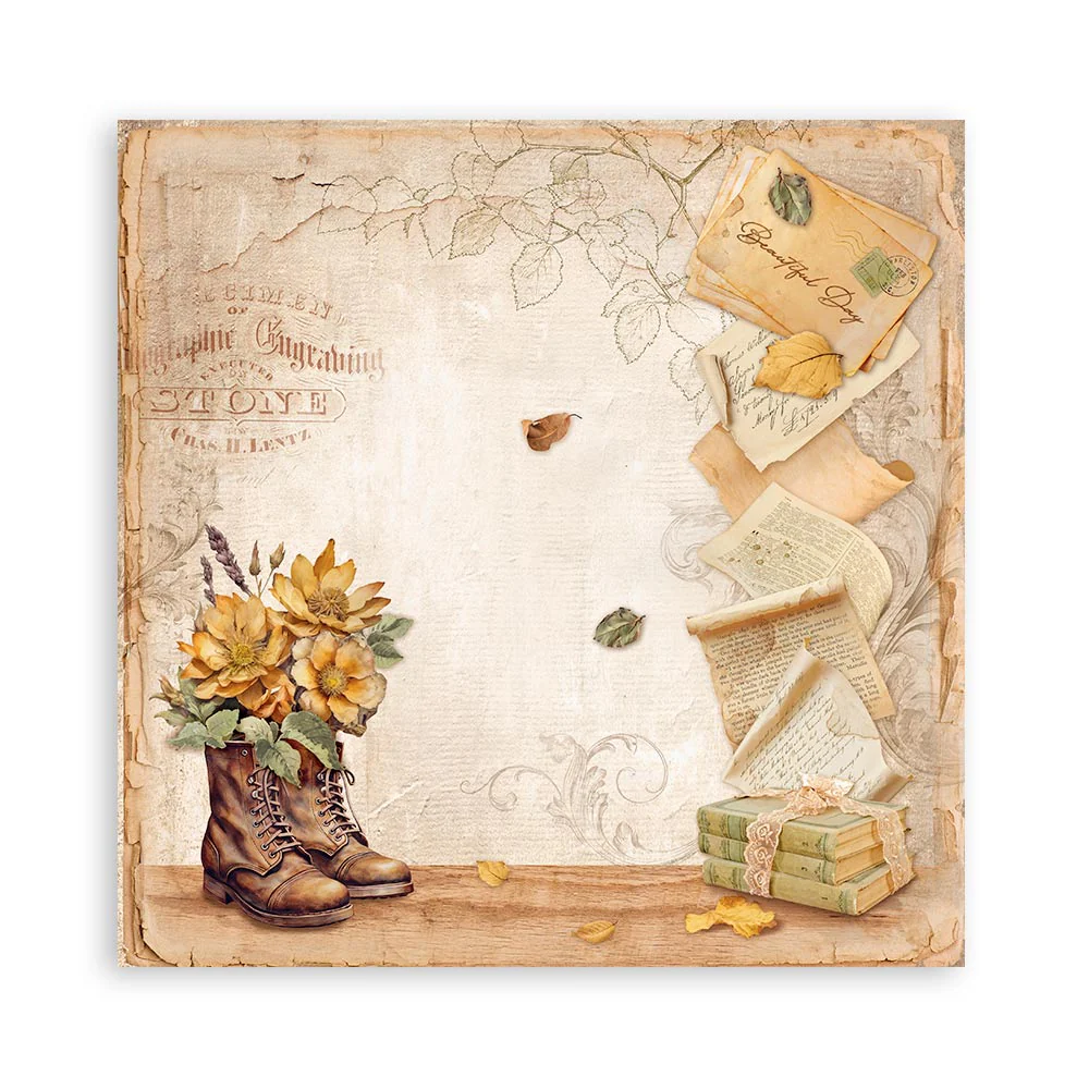 Set 22 Papeles Scrap Golden Harmony 30,5x30,5 Una Cara Stamperia - Image 5