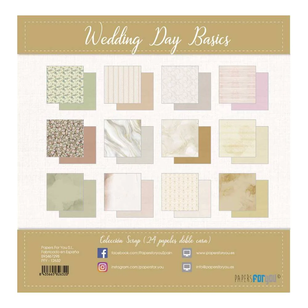 Set 24 Papel Scrap Doble Cara 20x20 Wedding Day Basics Papers For You - Image 2