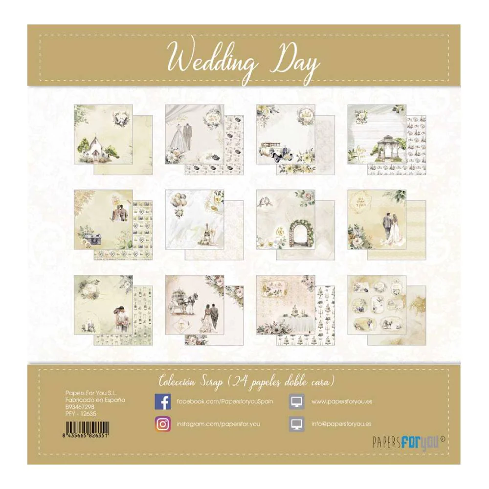 Set 24 Papel Scrap Doble Cara 20x20 Wedding Day Papers For You - Image 2
