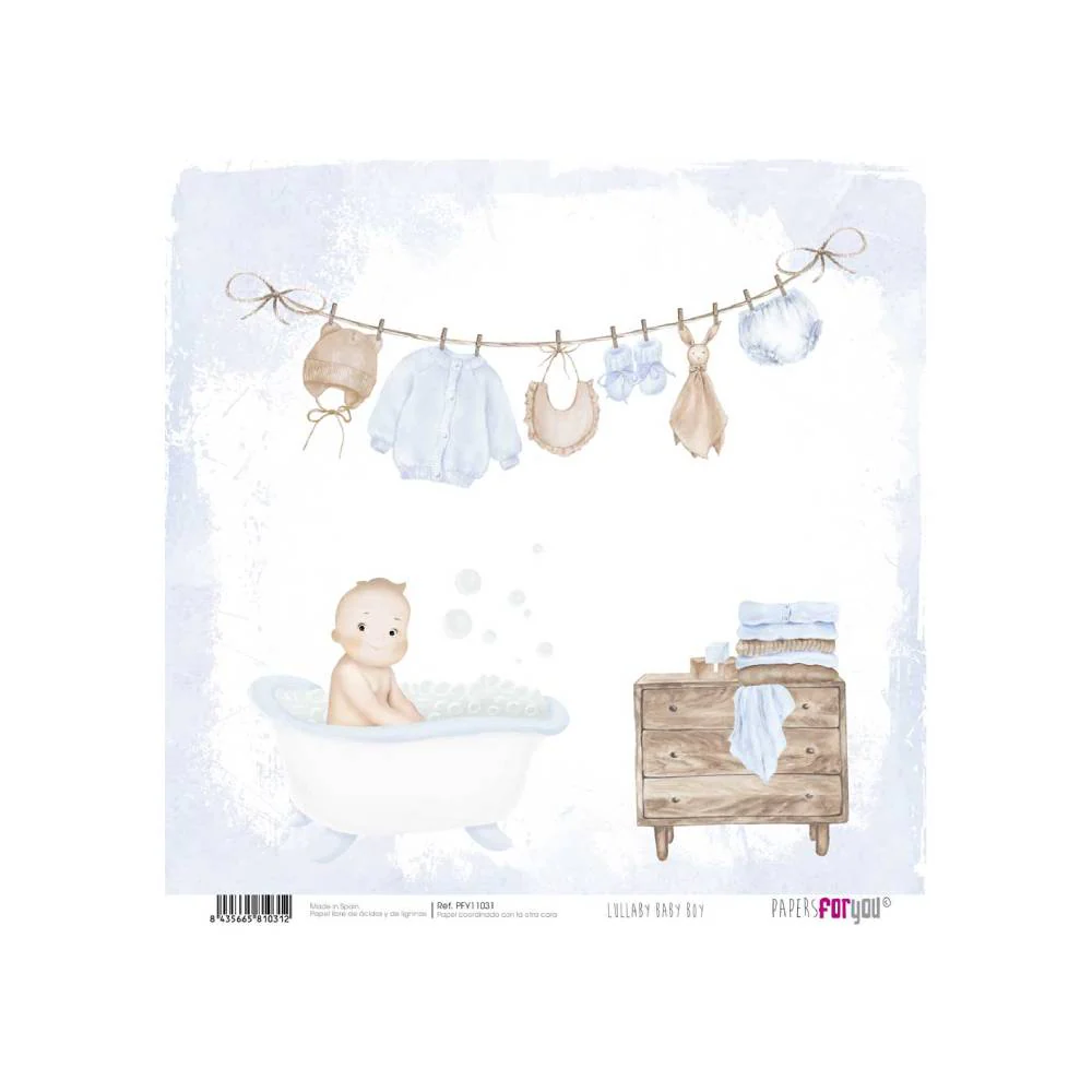 Set 24 Papeles Scrap 15x15cm Lullaby Baby Boy Papers For You - Image 10