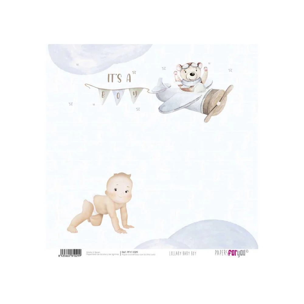Set 24 Papeles Scrap 15x15cm Lullaby Baby Boy Papers For You - Image 12