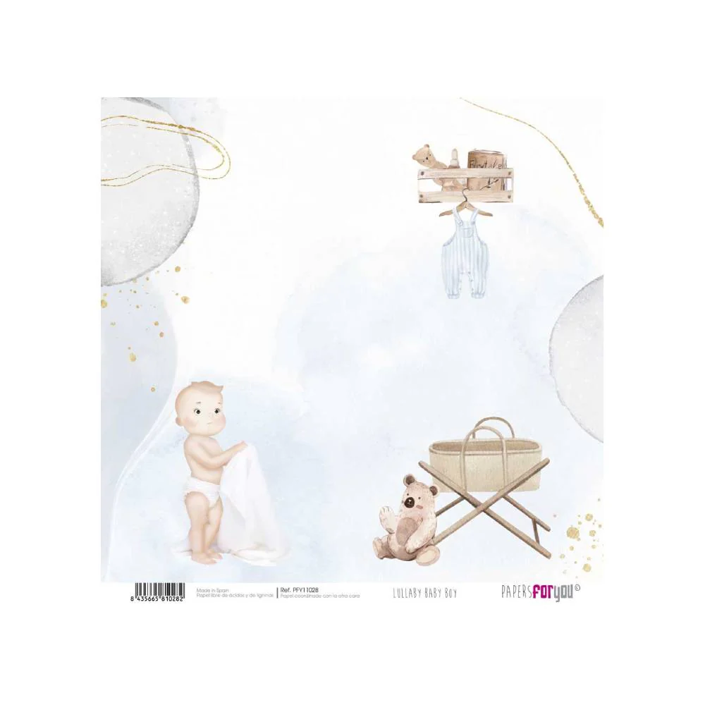 Set 24 Papeles Scrap 15x15cm Lullaby Baby Boy Papers For You - Image 14