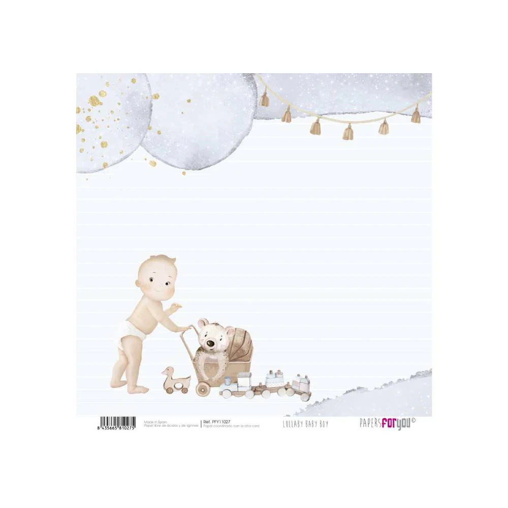 Set 24 Papeles Scrap 15x15cm Lullaby Baby Boy Papers For You - Image 16