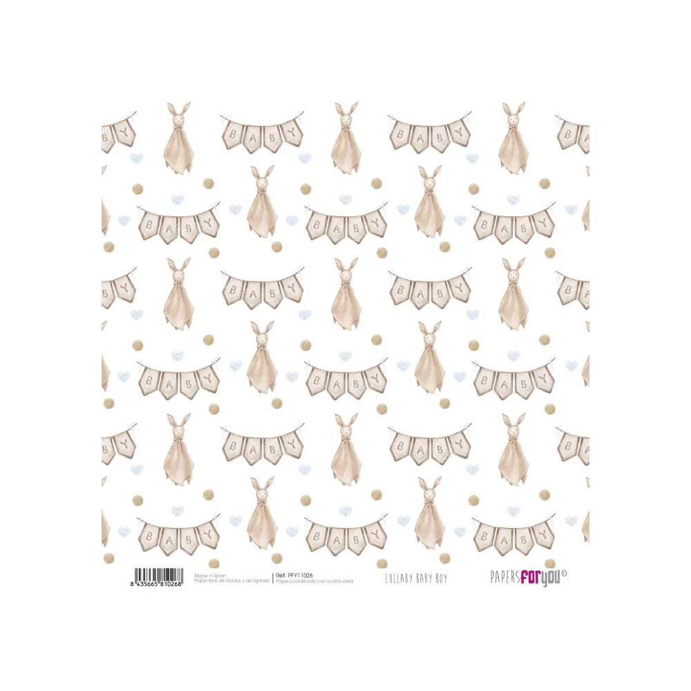 Set 24 Papeles Scrap 15x15cm Lullaby Baby Boy Papers For You - Image 17