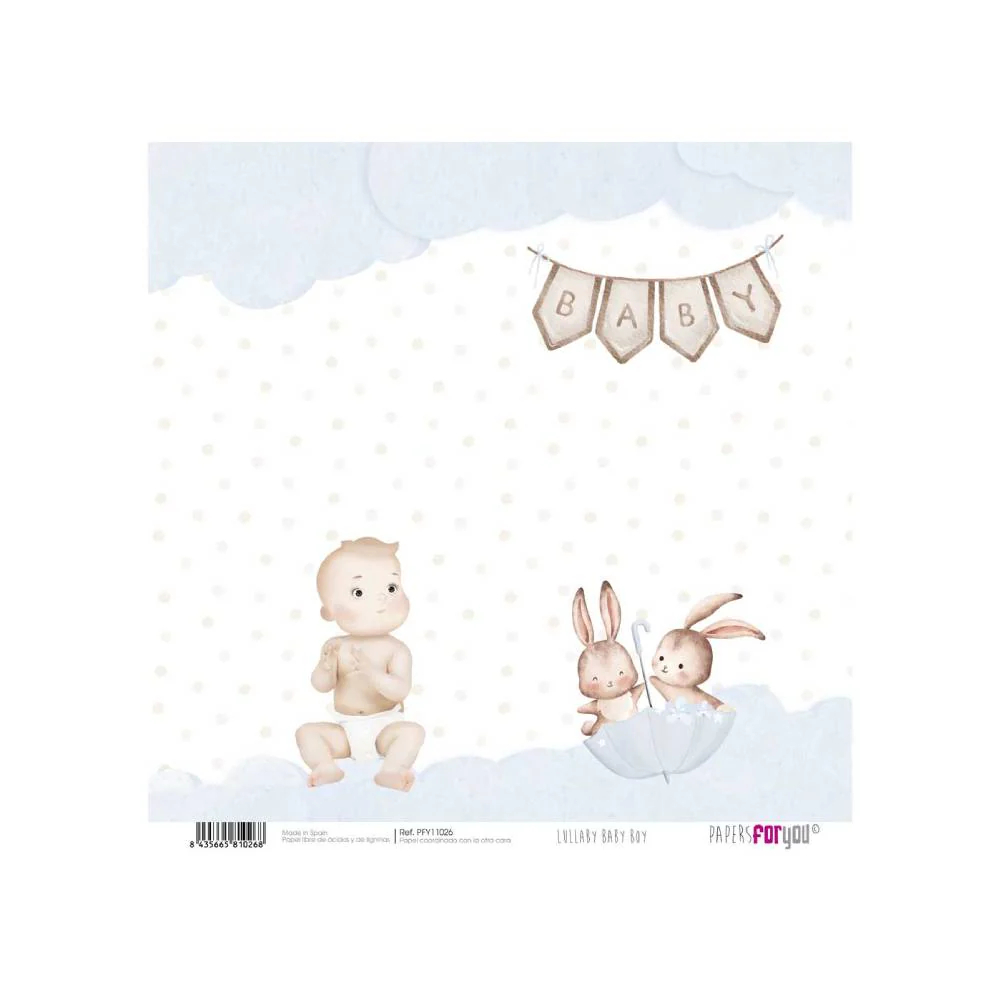 Set 24 Papeles Scrap 15x15cm Lullaby Baby Boy Papers For You - Image 18