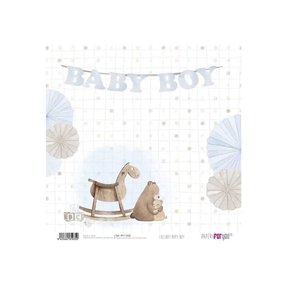 Set 24 Papeles Scrap 15x15cm Lullaby Baby Boy Papers For You - Image 2