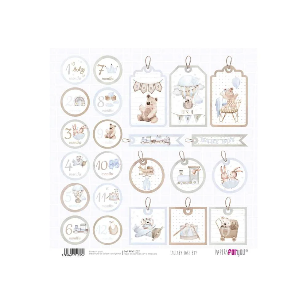 Set 24 Papeles Scrap 15x15cm Lullaby Baby Boy Papers For You - Image 22
