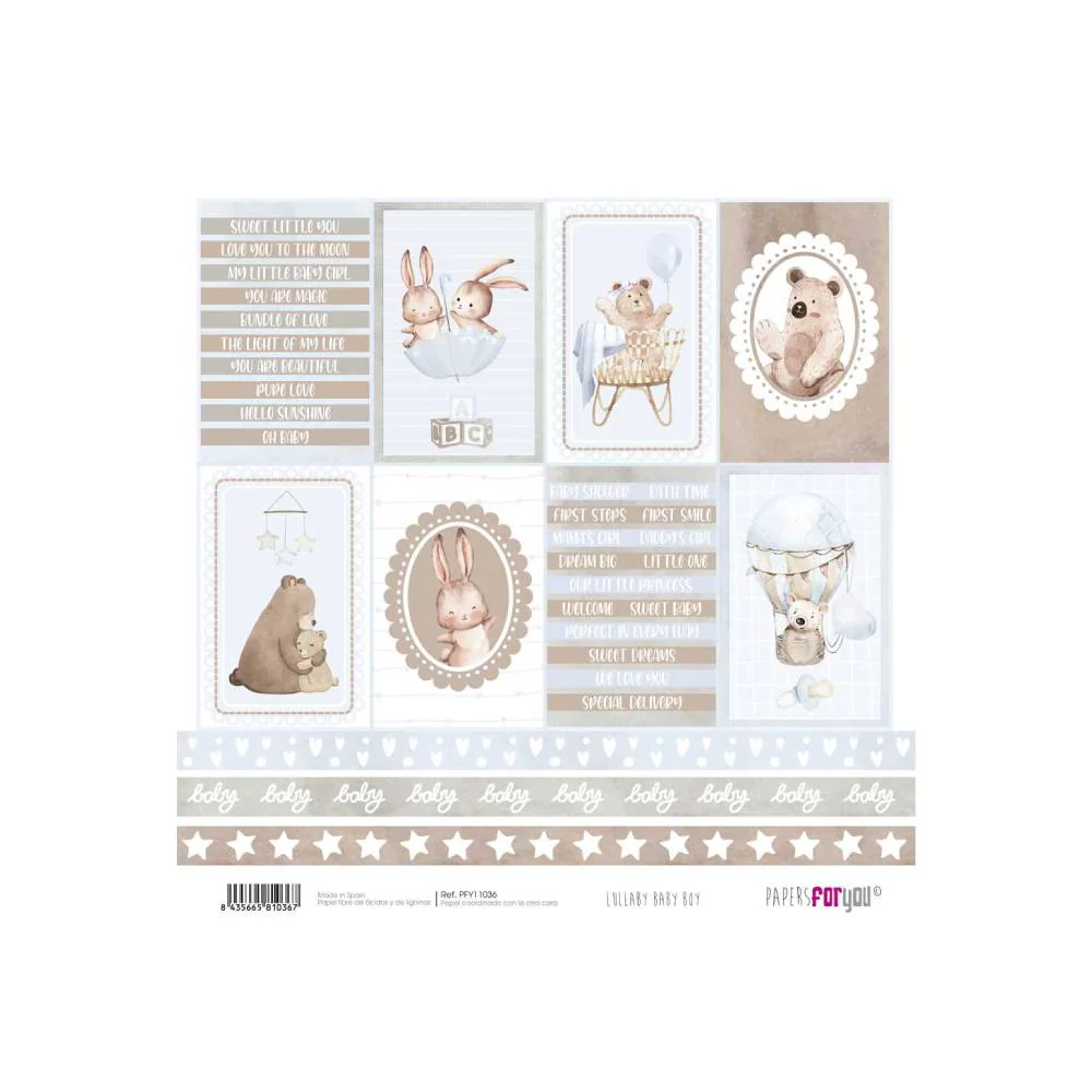 Set 24 Papeles Scrap 15x15cm Lullaby Baby Boy Papers For You - Image 24