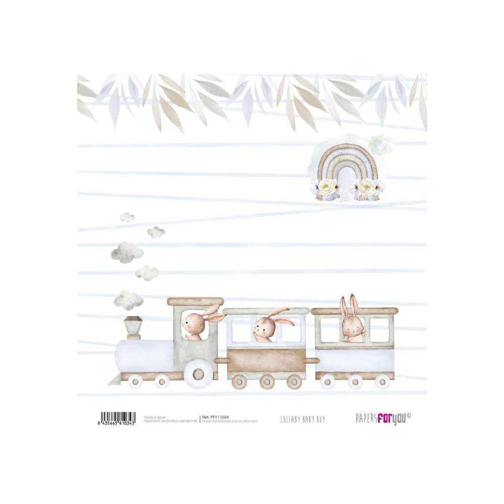 Set 24 Papeles Scrap 15x15cm Lullaby Baby Boy Papers For You - Image 4