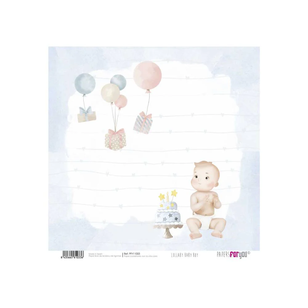 Set 24 Papeles Scrap 15x15cm Lullaby Baby Boy Papers For You - Image 6