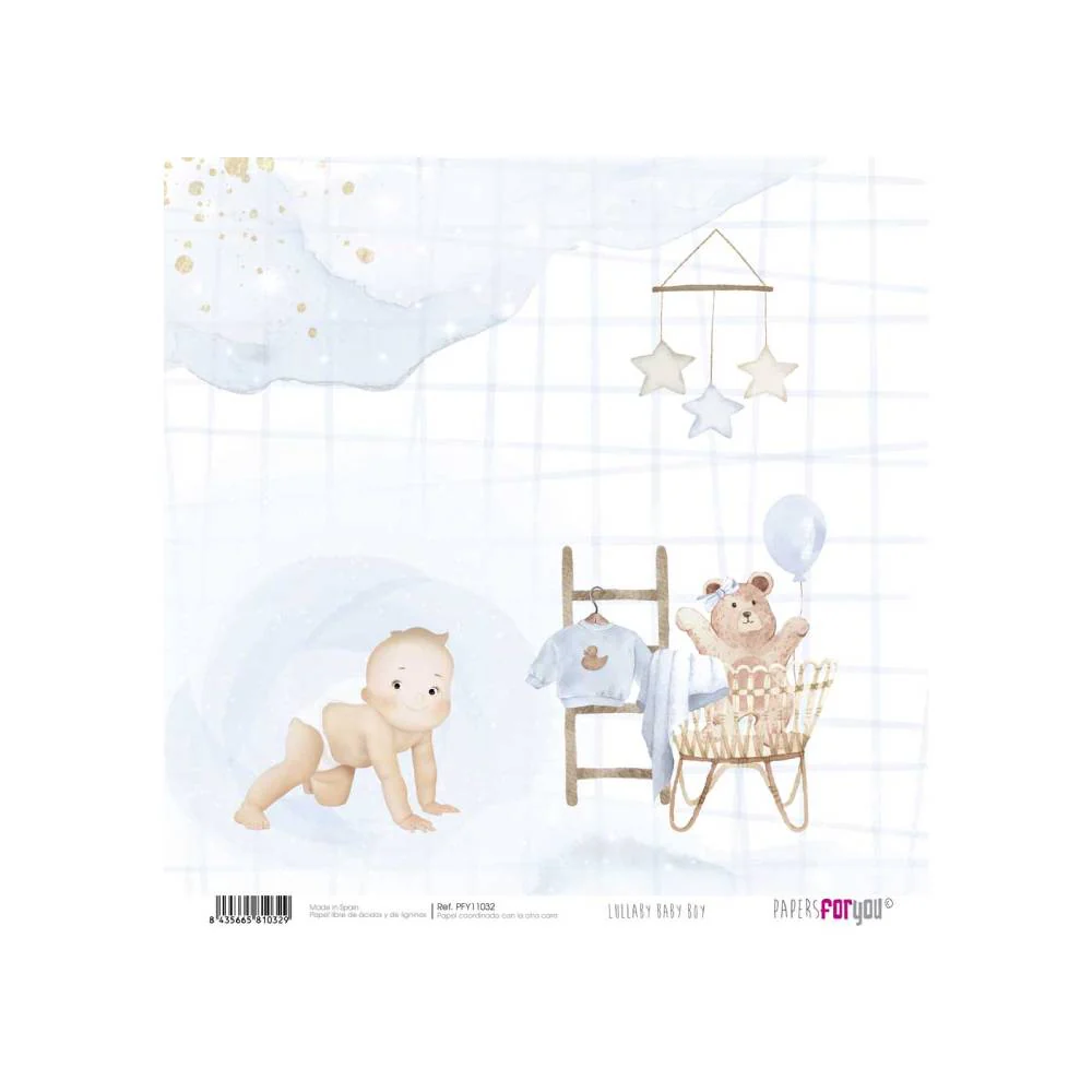 Set 24 Papeles Scrap 15x15cm Lullaby Baby Boy Papers For You - Image 8