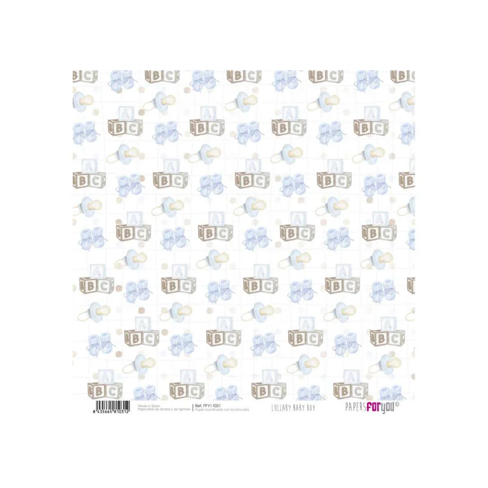 Set 24 Papeles Scrap 15x15cm Lullaby Baby Boy Papers For You - Image 9