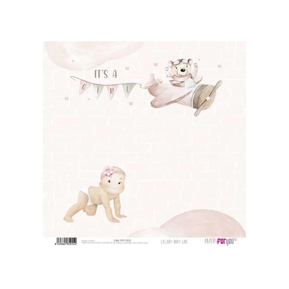 Set 24 Papeles Scrap 15x15cm Lullaby Baby Girl Papers For You - Image 10