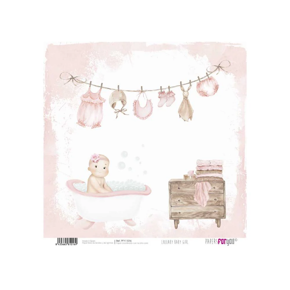 Set 24 Papeles Scrap 15x15cm Lullaby Baby Girl Papers For You - Image 12