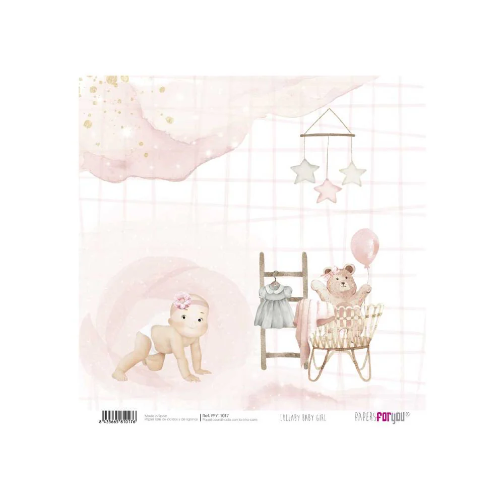 Set 24 Papeles Scrap 15x15cm Lullaby Baby Girl Papers For You - Image 14