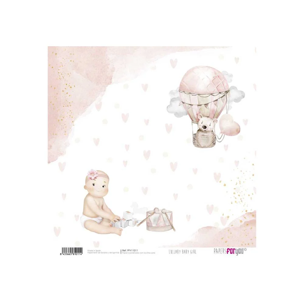 Set 24 Papeles Scrap 15x15cm Lullaby Baby Girl Papers For You - Image 2