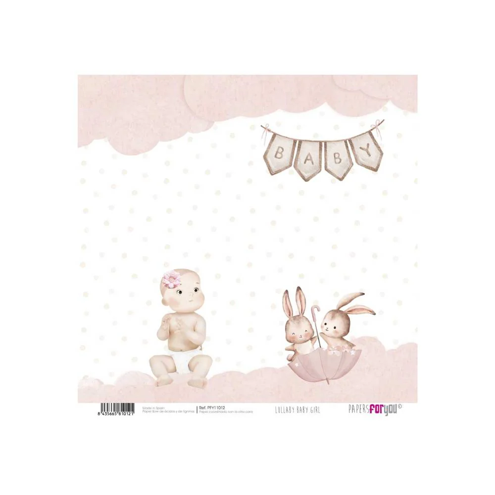 Set 24 Papeles Scrap 15x15cm Lullaby Baby Girl Papers For You - Image 4