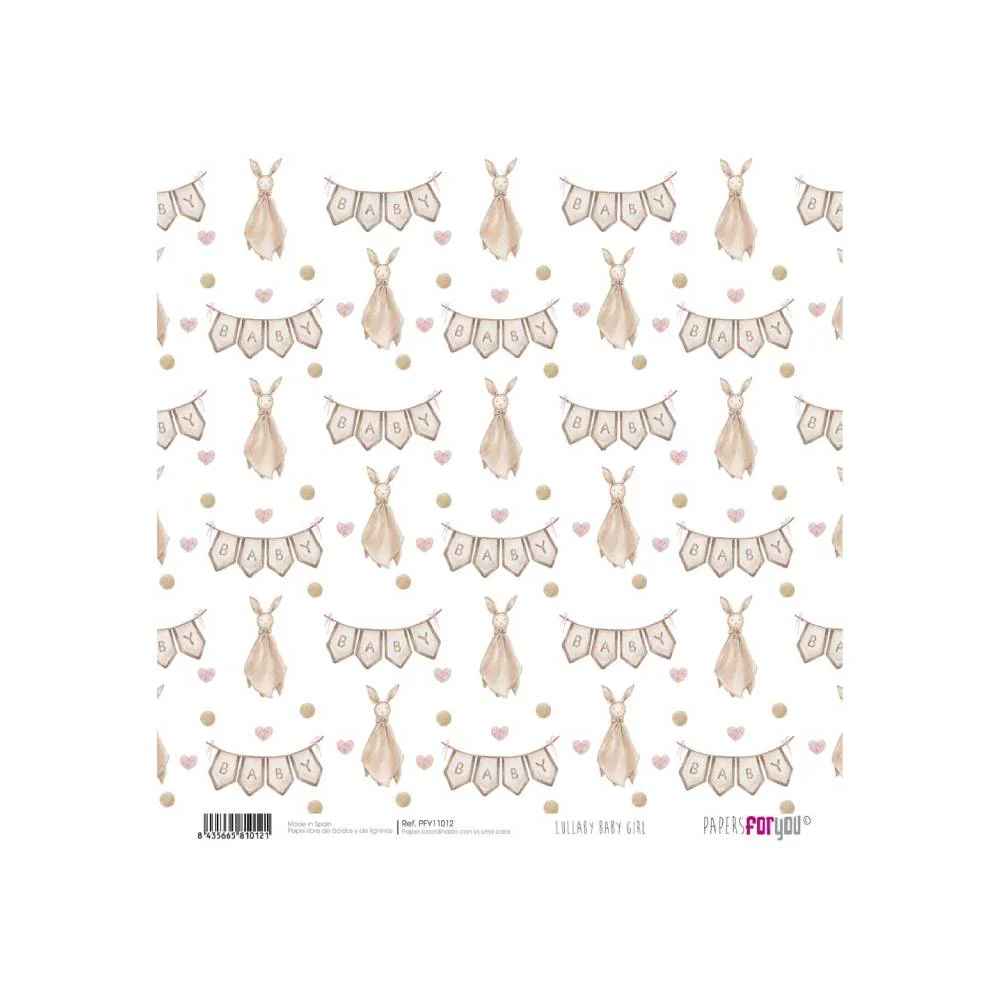 Set 24 Papeles Scrap 15x15cm Lullaby Baby Girl Papers For You - Image 5