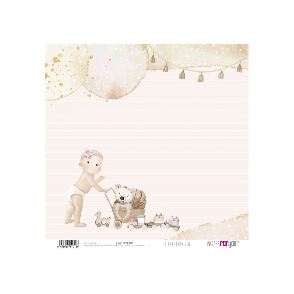 Set 24 Papeles Scrap 15x15cm Lullaby Baby Girl Papers For You - Image 6