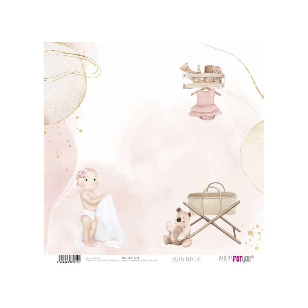 Set 24 Papeles Scrap 15x15cm Lullaby Baby Girl Papers For You - Image 8