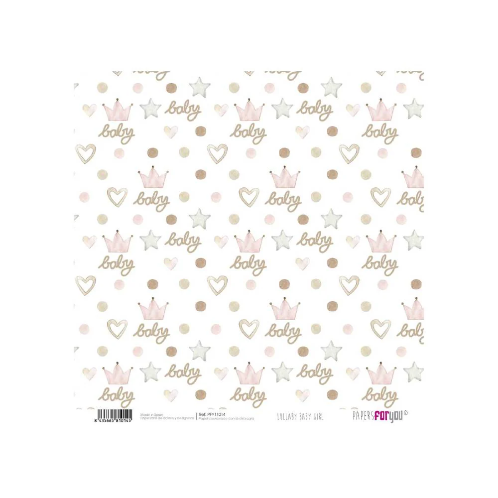 Set 24 Papeles Scrap 15x15cm Lullaby Baby Girl Papers For You - Image 9