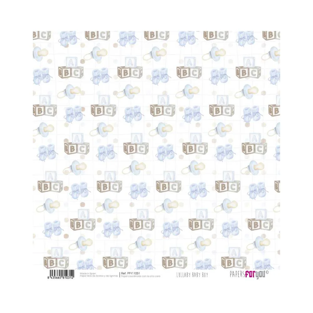 Set 24 Papeles Scrap 20x20cm Lullaby Baby Boy Papers For You - Image 10