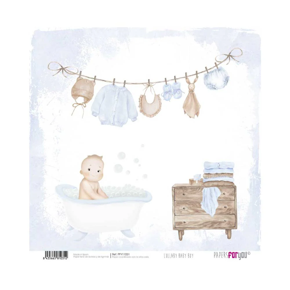 Set 24 Papeles Scrap 20x20cm Lullaby Baby Boy Papers For You - Image 11