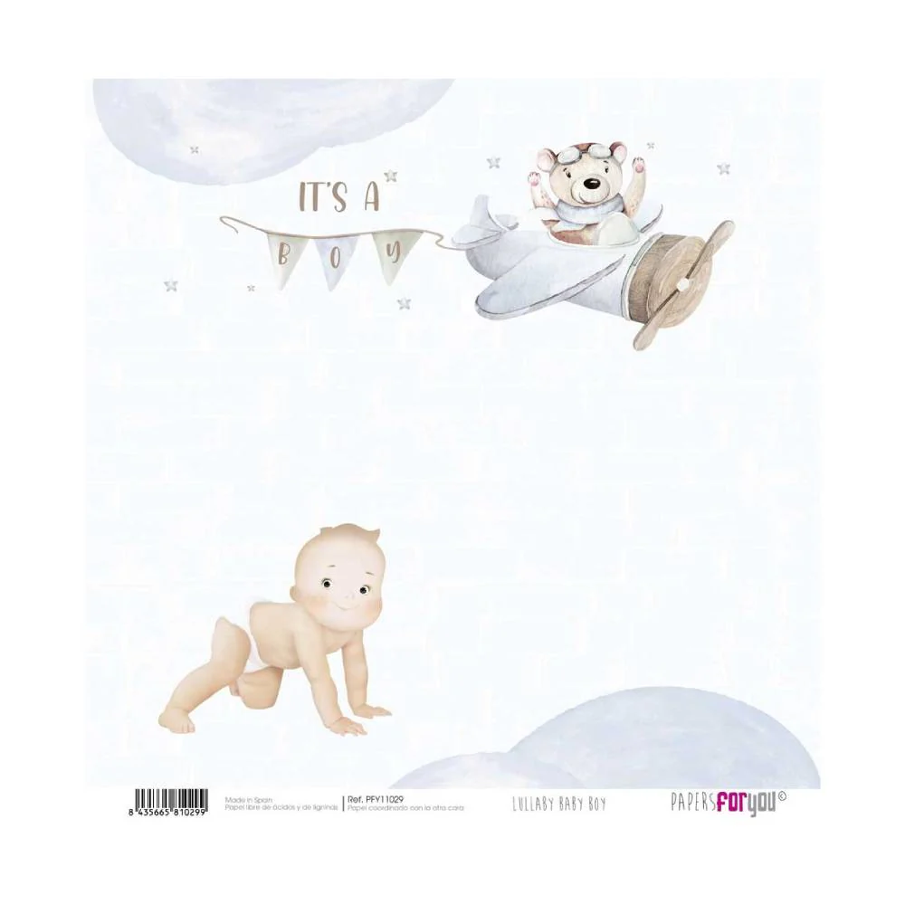Set 24 Papeles Scrap 20x20cm Lullaby Baby Boy Papers For You - Image 13